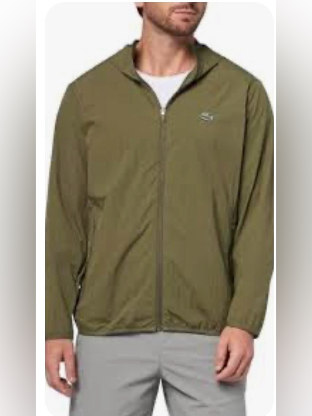 Lacoste Men's Olive Green Windbreaker Full Zip Large
